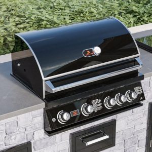Whistler Grills Black Silk Burford 4 Built In BBQ Grill | Free Cover + Rotisserie